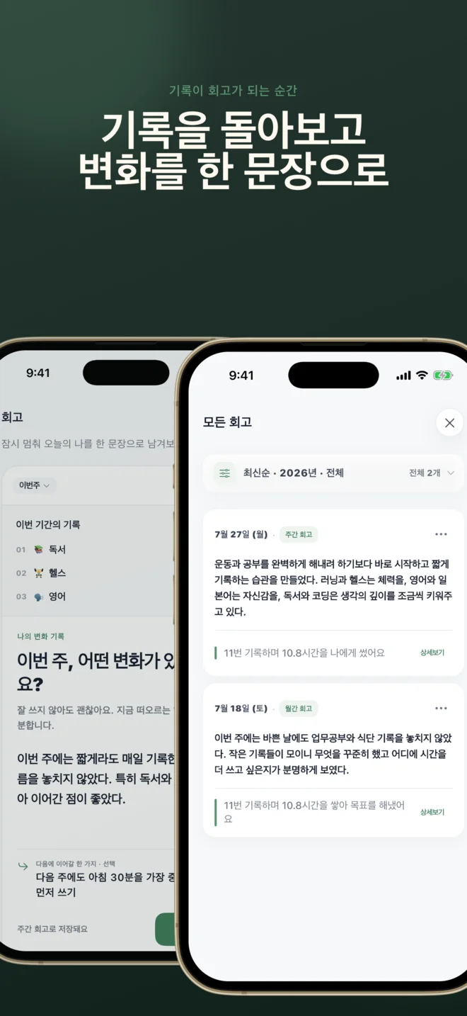 회고 작성 목록과 회고 편집 화면